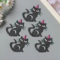 Декор для творчества войлок блеск "Чёрный кот" 5,5х4 см