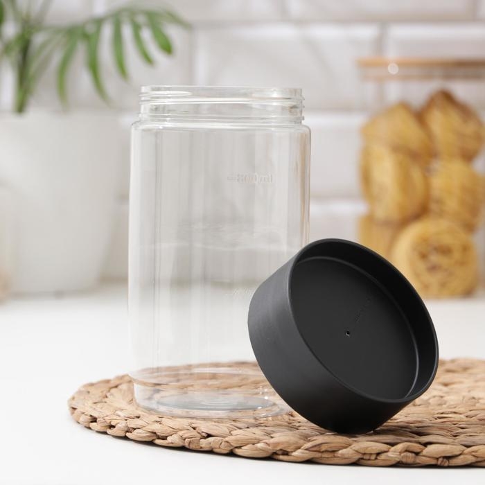 Ёмкость для сыпучих продуктов Asti, 1 л, прозрачный, крышка черная Ёмкость для сыпучих продуктов Asti, 1 л, прозрачный, крышка черная