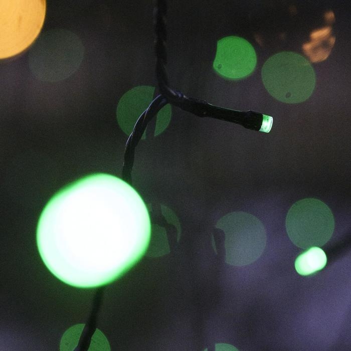 Гирлянда &laquo;Нить&raquo; 10 м, IP44, тёмная нить, 100 LED, свечение зелёное, 2 режима, солнечная батарея