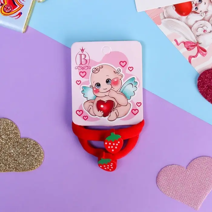 Резинки для волос &laquo;Пупсёнок&raquo;, набор 2 шт., клубничка, 3.5 см, красные