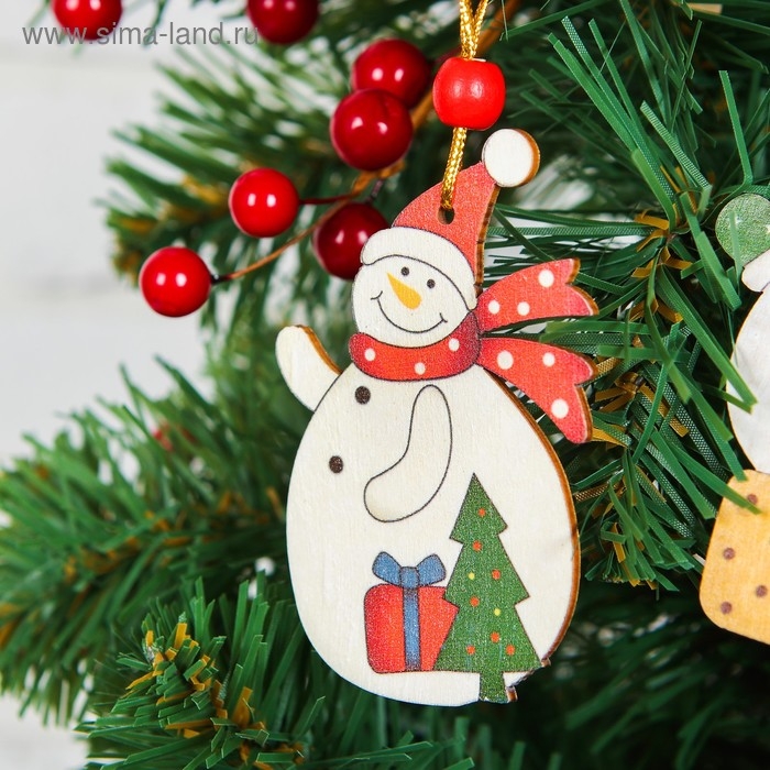 Подвеска новогодняя «Снеговик с подарочками», МИКС Подвеска новогодняя «Снеговик с подарочками», МИКС