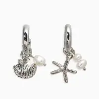 Серьги жемчуг "Ракушка со звездой", цвет белый в серебре