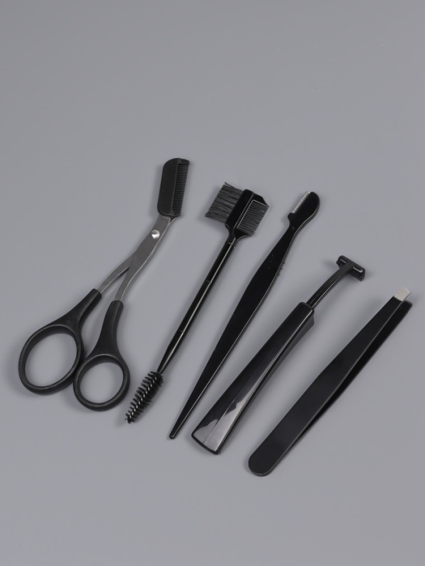 Набор для коррекции бровей, 5 шт.: пинцет, ножницы, 2 бритвы, щётка-расчёска
