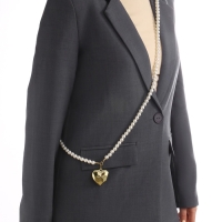 Портупея жемчужная с кулоном &laquo;Сердце&raquo;, 129 см, белая в золоте