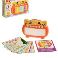 ZABIAKA Музыкальное пианино "Котенок", звук, свет, карточки с песенками