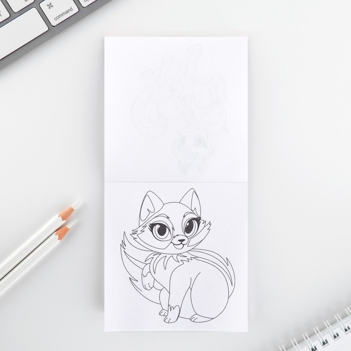 Подарочный набор: блокнот-раскраска и восковые мелки &laquo;8 марта: Котенок&raquo;