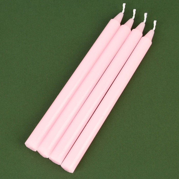 Новогодние восковые свечи &laquo;Новый год: Верь в чудеса&raquo;, набор 4 шт., розовые, 15 х 1 х 1 см.