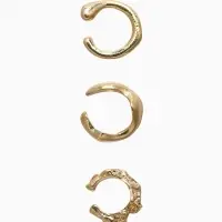 Серьги "Каффы" набор 3 шт., мятый, цвет золото