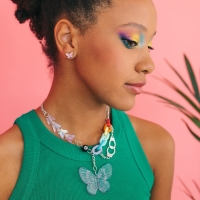 Колье &laquo;Лето&raquo; бабочка, цветное в серебре, 40 см