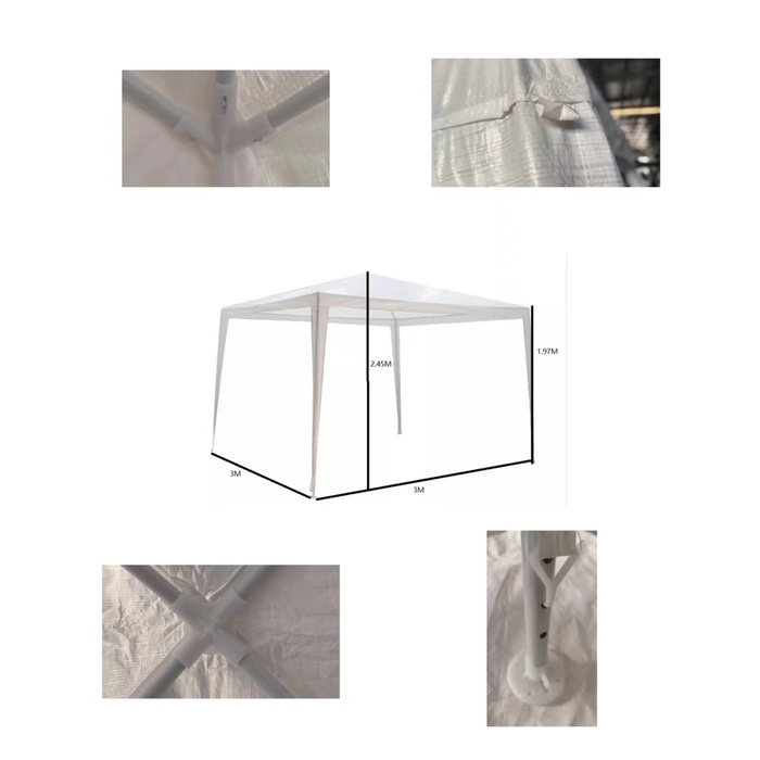 Шатёр туристический, 300 х 300 см., белый, открытый, зауженный