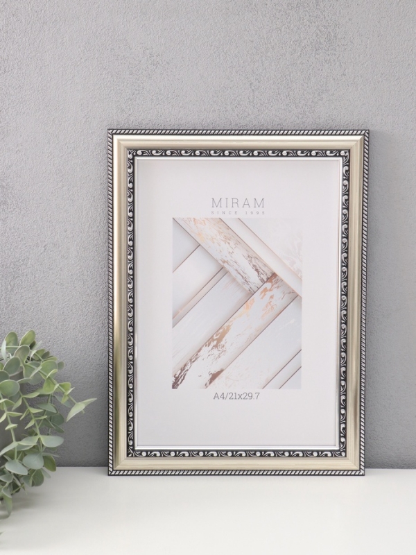 Фоторамка пластик "МИРАМ" 21х29,7 см (A4), серебро