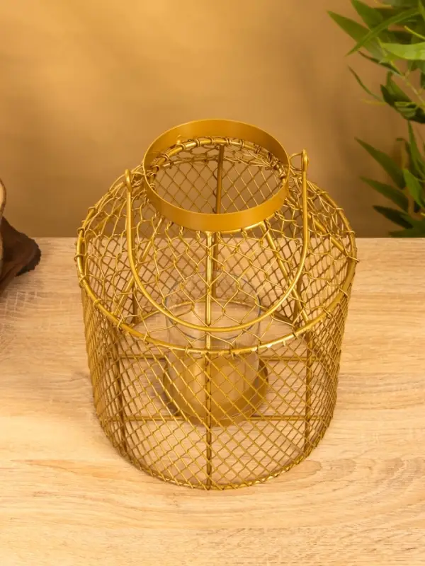 Подсвечник фонарь со стеклянной колбой 20х20х26 см, d 10 см, металл, цв. золото