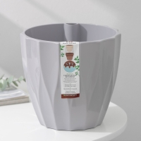 Кашпо для цветов со вставкой &laquo;Флюте&raquo;, 3 л, цвет серый