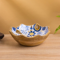 Салатник "Васильки" дерево манго 20х20х8 см