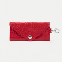 Ключница карманная на кнопке, длина 11 см, 7 карабинов, цвет красный