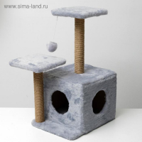 Домик для кошек с когтеточкой, квадратный, 3х-этажный, 45 &times; 47 &times; 75 см, серая