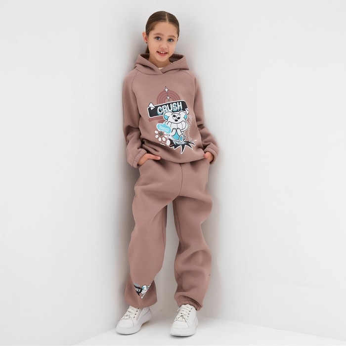 Толстовка (худи) для девочки MINAKU: CRUSH, цвет тёмно-розовый, рост 104 см