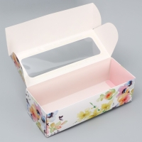 Кондитерская упаковка, коробка для кекса с окном, &laquo;Цветочная гамма&raquo;, 26 х 10 х 8 см