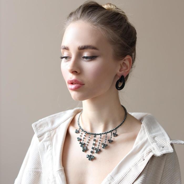 Серьги металл &laquo;Боттега&raquo; два овала, цвет чёрный