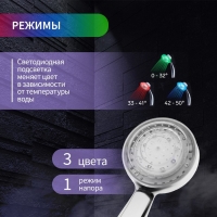 Душевая лейка ZEIN Z0015, с LED подсветкой, 3 цвета, пластик, цвет хром Душевая лейка ZEIN Z0015, с LED подсветкой, 3 цвета, пластик, цвет хром