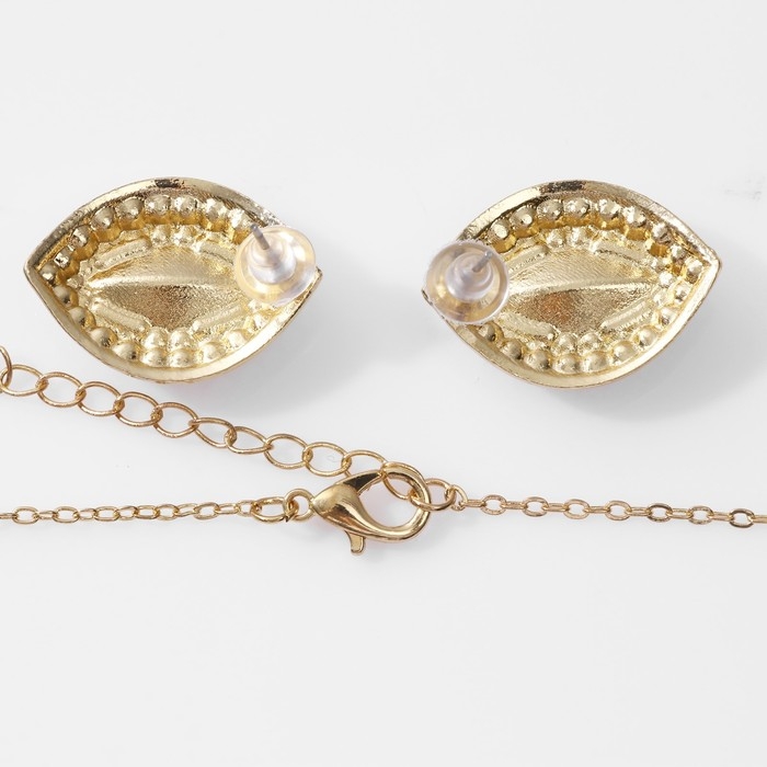 Гарнитур 2 предмета: серьги, кулон &laquo;Эдель&raquo; трио миндаль, цвет красно-белый в золоте, 50 см