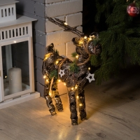 Светодиодная фигура &laquo;Плетёный олень&raquo; 29 &times; 42 &times; 10 см, металл, текстиль, батарейки ААх2 (не в комплекте), свечение тёплое белое