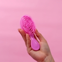 Расчёска - мини массажная, 5,5 &times; 14 см, цвет розовый