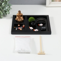 Сад камней Дзен "Будда и рыбки" белый песок 1,2х21,5х17,5 см