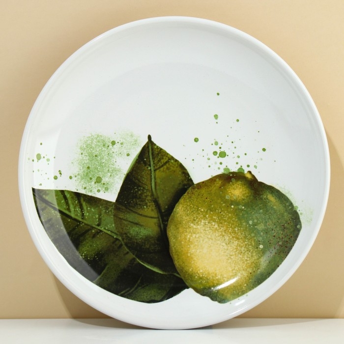 Тарелка керамическая &laquo;Сочный лайм&raquo;, 22.5 см, цвет белый