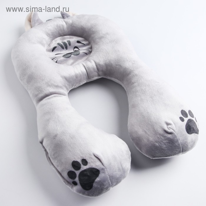 Подушка дорожная детская для путешествий «Котенок», ортопедическая, цвет серый Подушка дорожная детская для путешествий «Котенок», ортопедическая, цвет серый