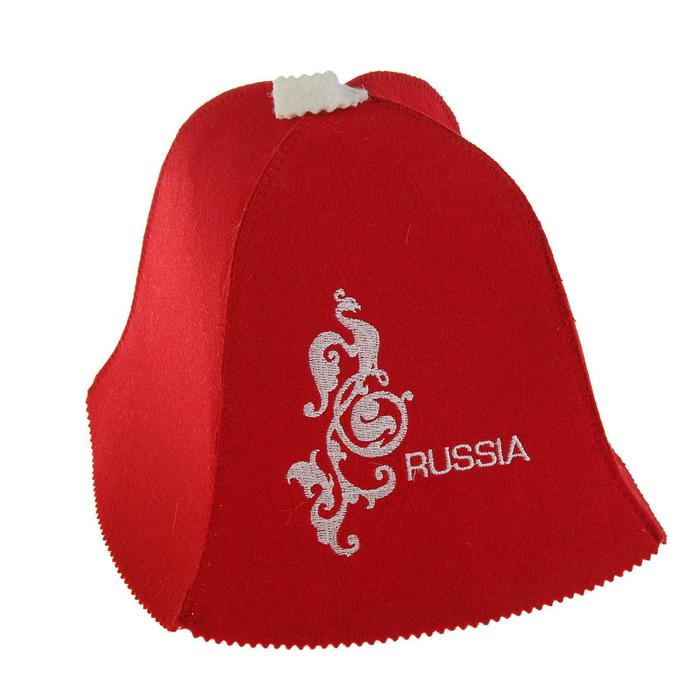 Шапка для бани Шапка для бани "Russia" красная