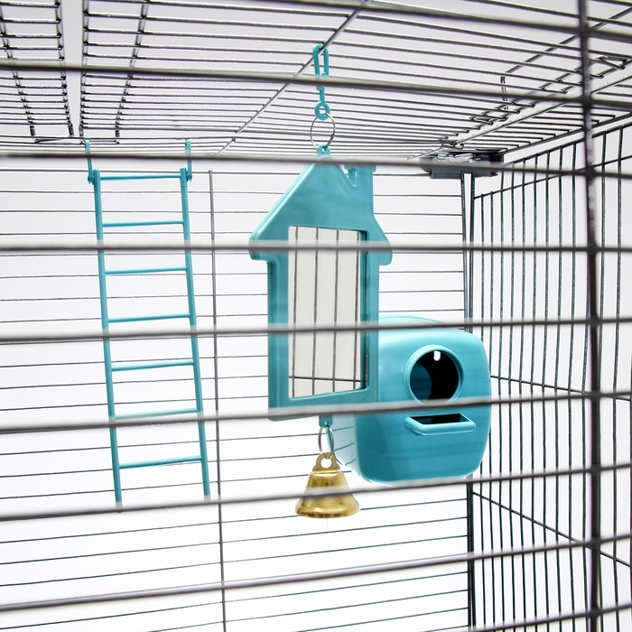 Клетка для птиц "Пижон" №104-Б, разборная, 2 секции, 58 х 40 х 88см, бирюзовая