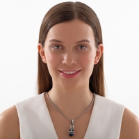 Кулон-амулет &laquo;Помпеи&raquo; дракон, цвет синий в чернёном серебре, 70 см