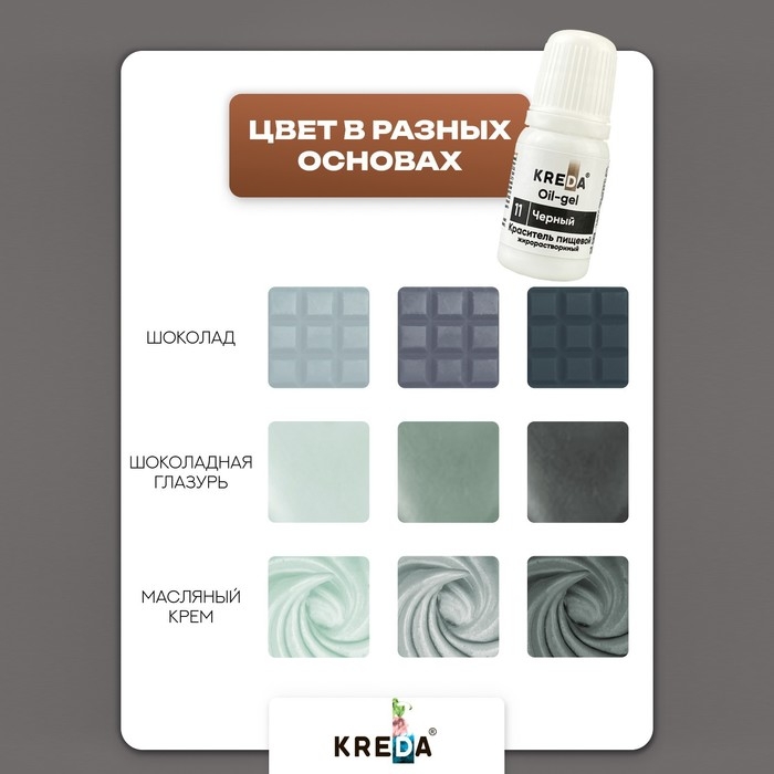 Краситель пищевой Oil-gel, жирорастворимый, чёрный, 10 мл