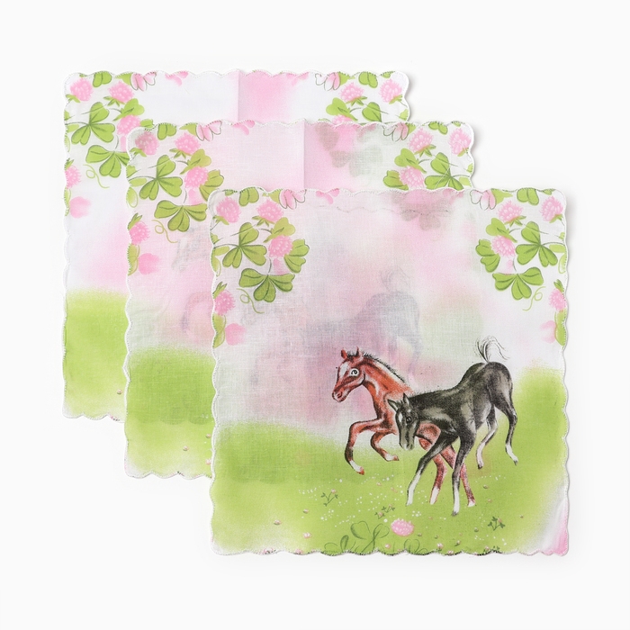 Набор детских носовых платков в коробке ДЖИ, 25х25, 3 шт, цвет МИКС