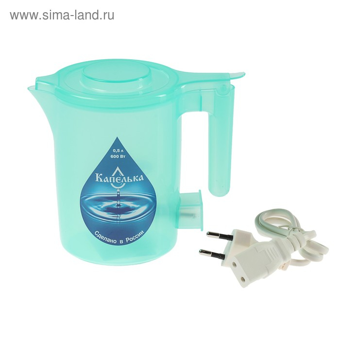Чайник электрический Чайник электрический "Капелька", пластик, 0.5 л, 600 Вт, бирюзовый
