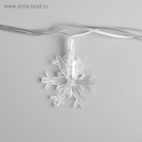 Гирлянда &laquo;Нить&raquo; 5 м с насадками &laquo;Снежинки большие&raquo;, IP20, прозрачная нить, 20 LED, свечение мульти (RG/RB), мигание, 220 В