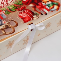 Новый год. Коробка подарочная новогодняя складная, упаковка, &laquo;Зверята и подарки&raquo;, 31 &times; 24,5 &times; 8 см.