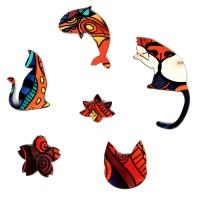 Пазлы деревянные фигурный «Кот мандала», 144 элемента Пазлы деревянные фигурный «Кот мандала», 144 элемента