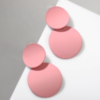 Серьги металл &laquo;Леди&raquo; круги, дуо, цвет розовый