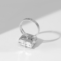 Кольцо &laquo;Ассорти&raquo; объёмный квадрат, цвет белый в серебре, безразмерное