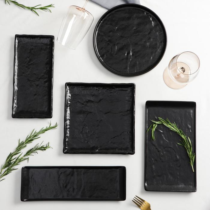 Блюдо фарфоровое для подачи Magistro Pietra lunare, 26,5&times;15&times;2 см, цвет чёрный