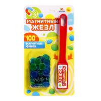 Магнитная игра &laquo;Магнитный жезл&raquo;, 100 магнитных фишек, цвета МИКС, по методике Монтессори