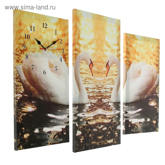 Часы настенные модульные &laquo;Пара лебедей&raquo;, 60 &times; 80 см