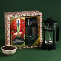 Набор &laquo;Настоящему джентельмену&raquo;: чай чёрный со вкусом лимона 100 г., френч-пресс