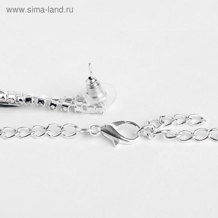 Набор 2 предмета: серьги, колье «Листопад» тонкий ромб, цвет зелёно-белый в серебре, 45 см Набор 2 предмета: серьги, колье «Листопад» тонкий ромб, цвет зелёно-белый в серебре, 45 см