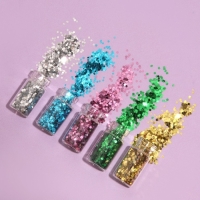 Блёстки для декора ногтей &laquo;Сияние&raquo;, набор 12 бутылочек, средние, разноцветные