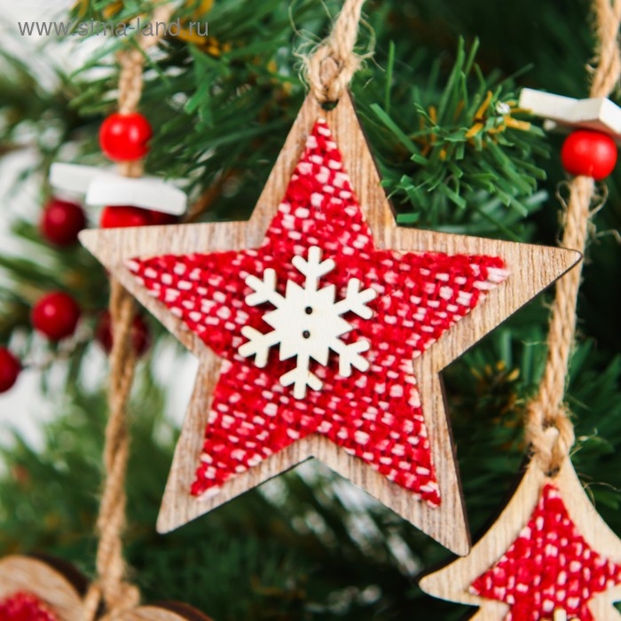 Подвеска новогодняя «Зимний вечер», МИКС, красная Подвеска новогодняя «Зимний вечер», МИКС, красная