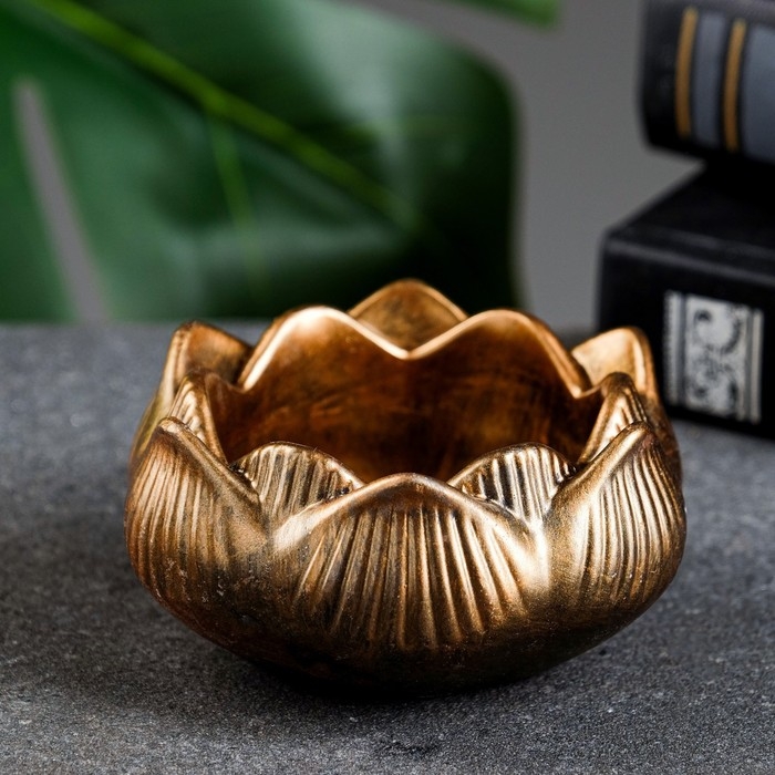 Подсвечник "Цветок Лотос" бронза, 8х8х4см