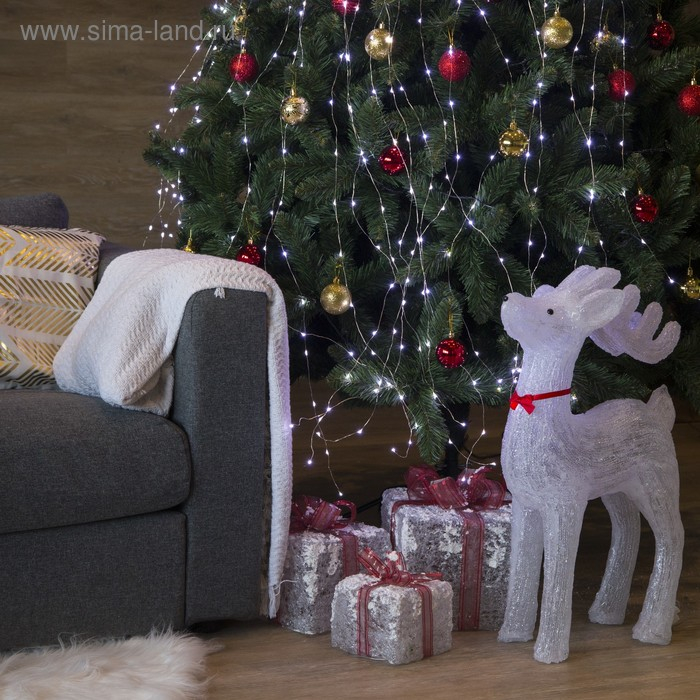 Гирлянда &laquo;Конский хвост&raquo; 15 нитей по 1.5 м, IP20, серебристая нить, 225 LED, свечение белое, 8 режимов, 12 В